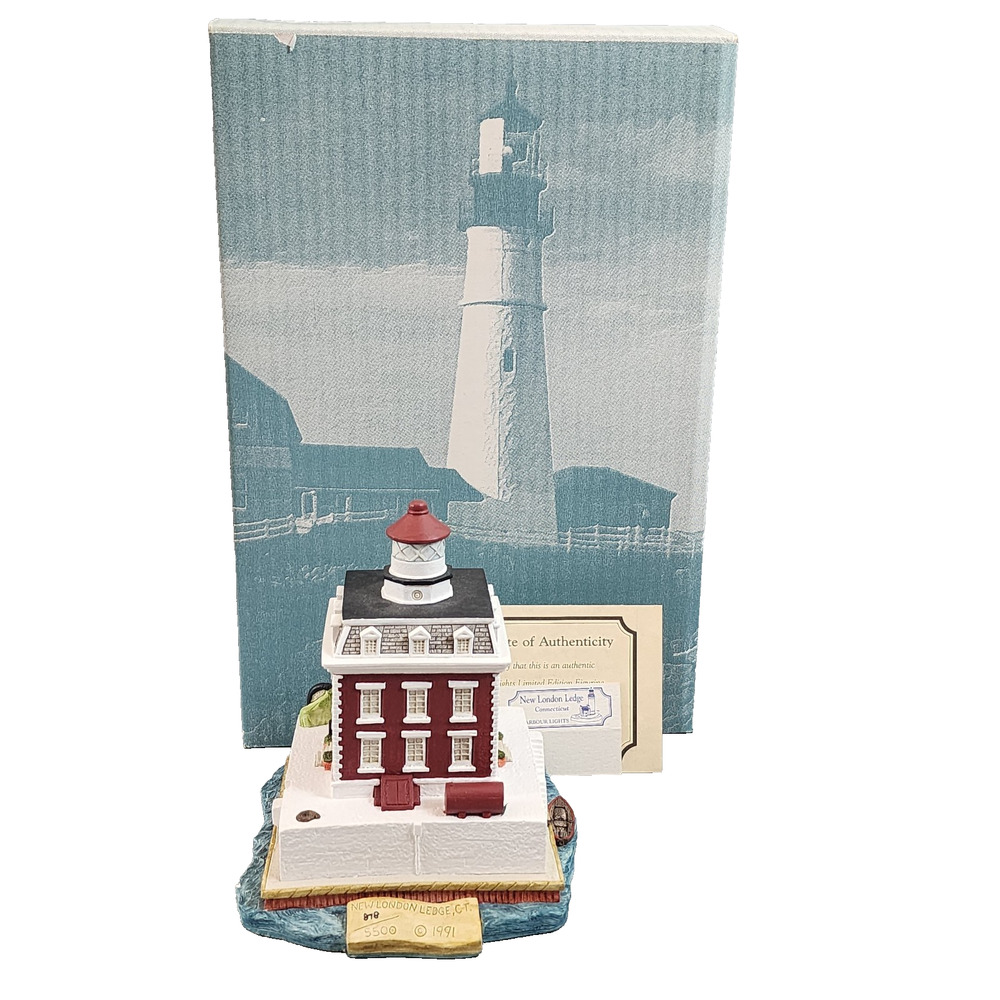 Harbour Lights Lighthouses New London Ledge, Connecticut #129 w/Box-COA Signed